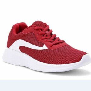 NEW 8W Women's Memory Foam Red & White Mesh Trainers